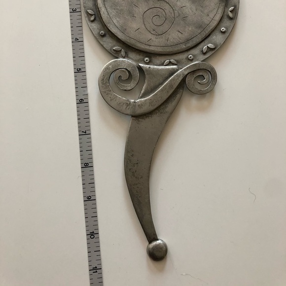 Engraved Pewter Handheld Beveled Mirror - Picture 3 of 6